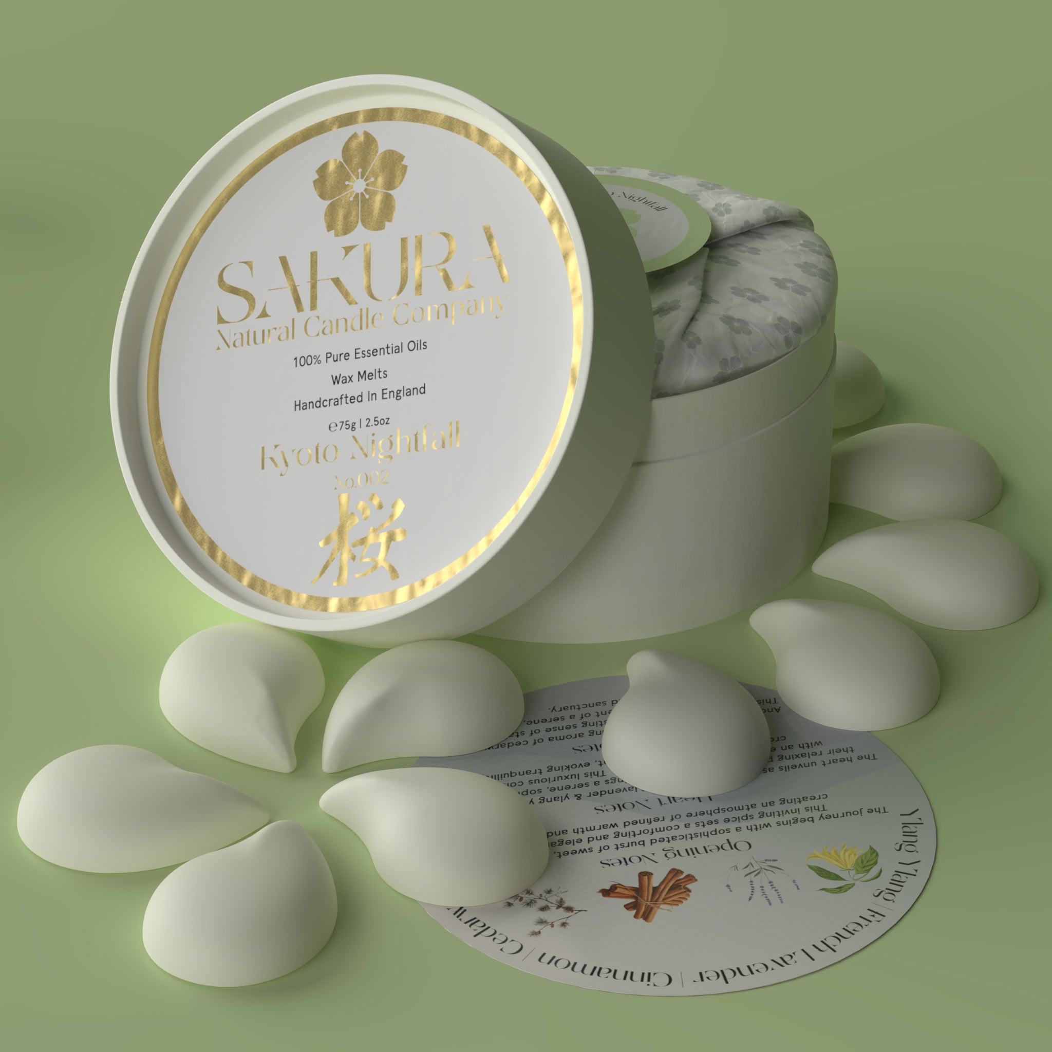 Kyoto Nightfall Wax Melts with Cedarwood, Cinnamon, Lavender & Ylang Ylang – 10 Petal Pack