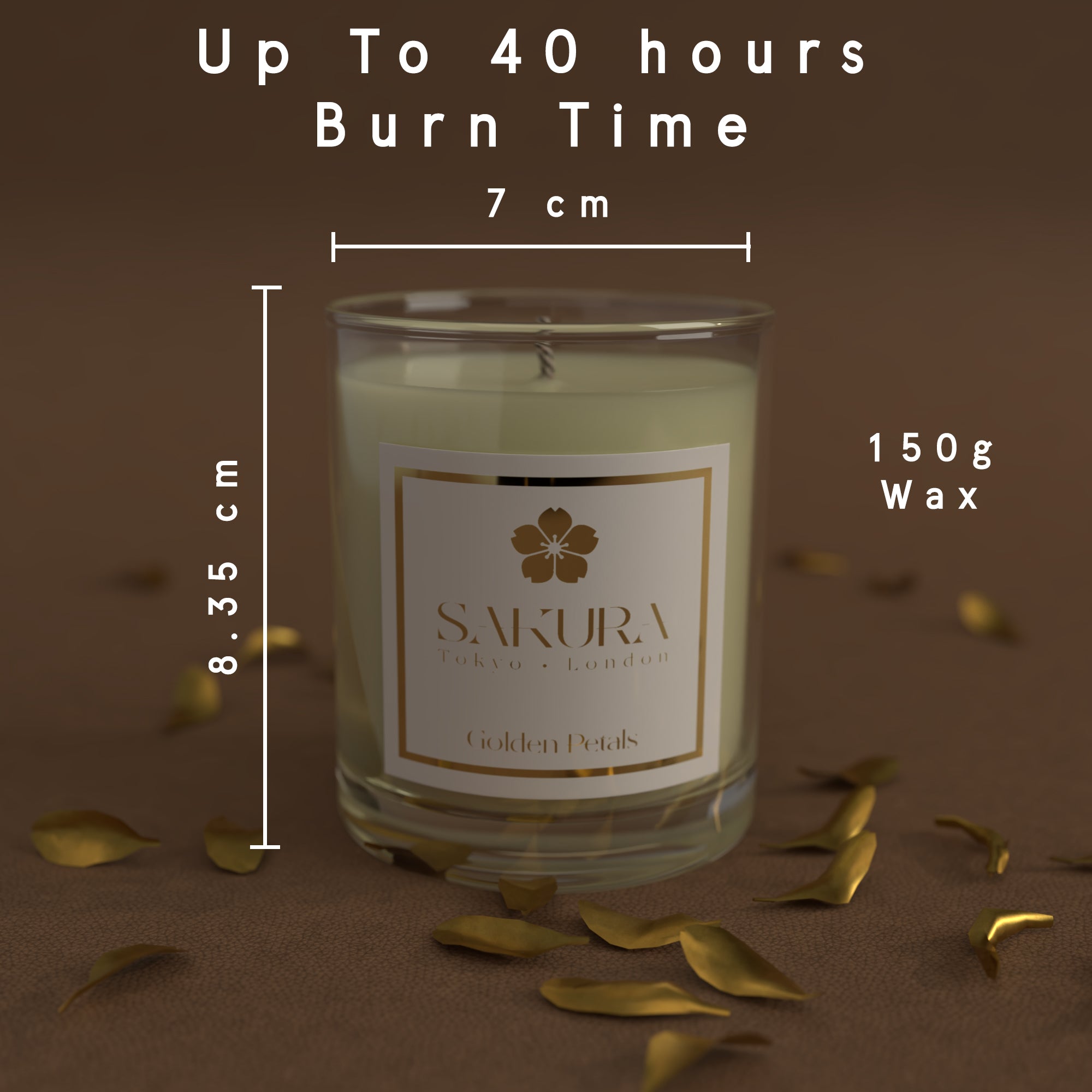 Golden Petals Candle with Bergamot, Ylang Ylang, Cedarwood, Cypress, Kinsenka & Patchouli – 150g
