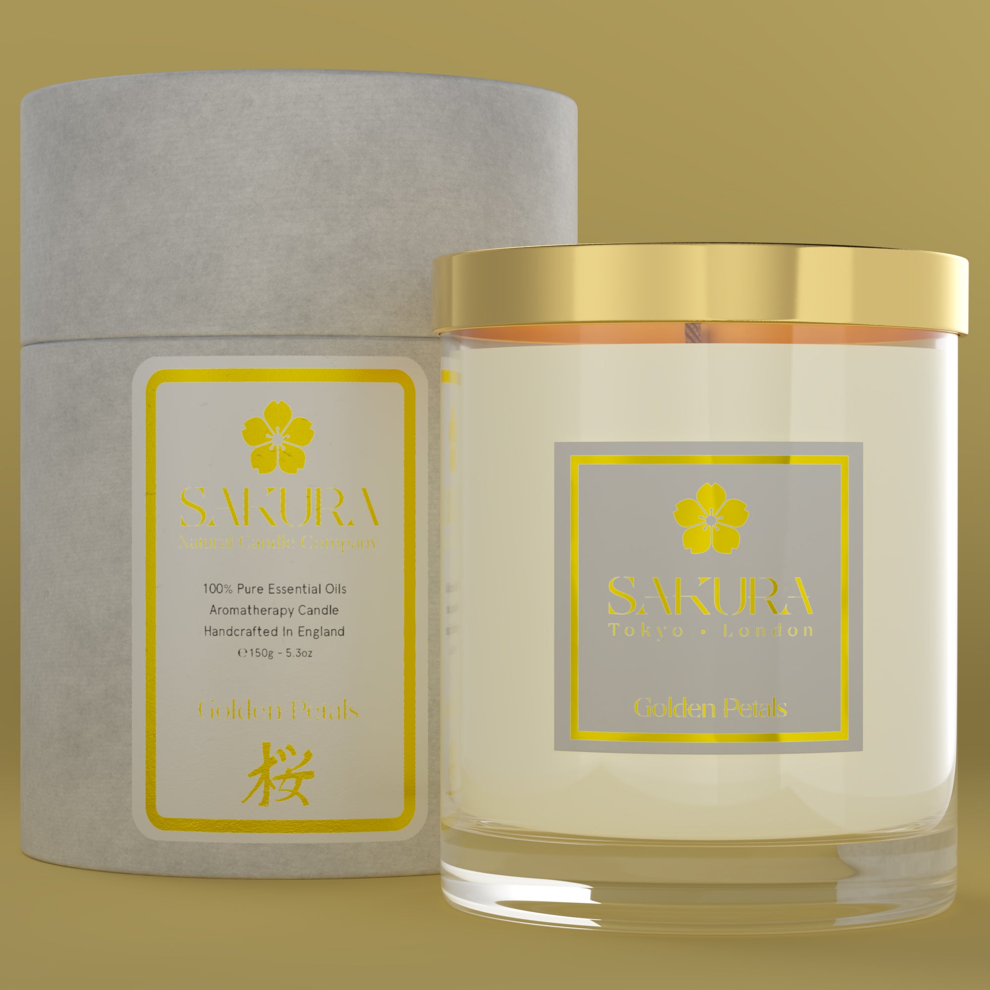 Golden Petals Candle with Bergamot, Ylang Ylang, Cedarwood, Cypress, Kinsenka & Patchouli – 150g